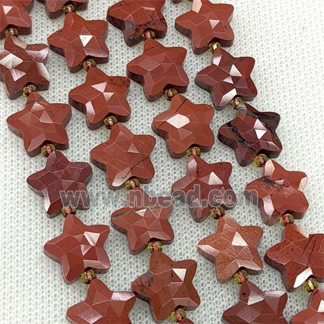 Natural Red Jasper Star Beads Faceted