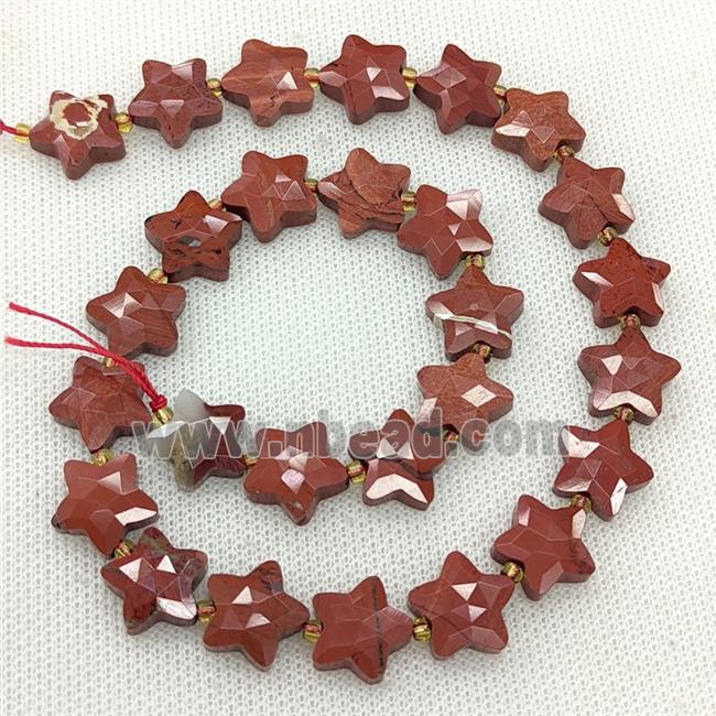 Natural Red Jasper Star Beads Faceted