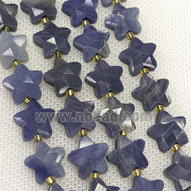 Natural Blue Aventurine Star Beads Faceted