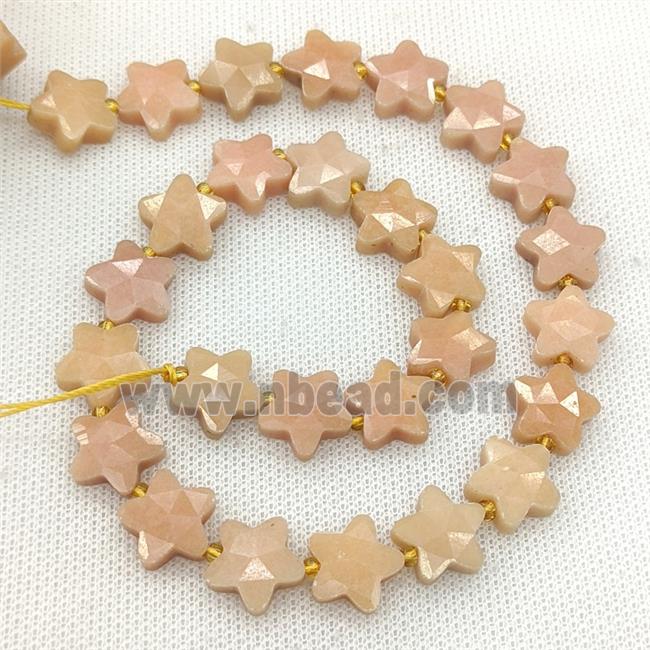Peach Jade Star Beads Faceted Dye
