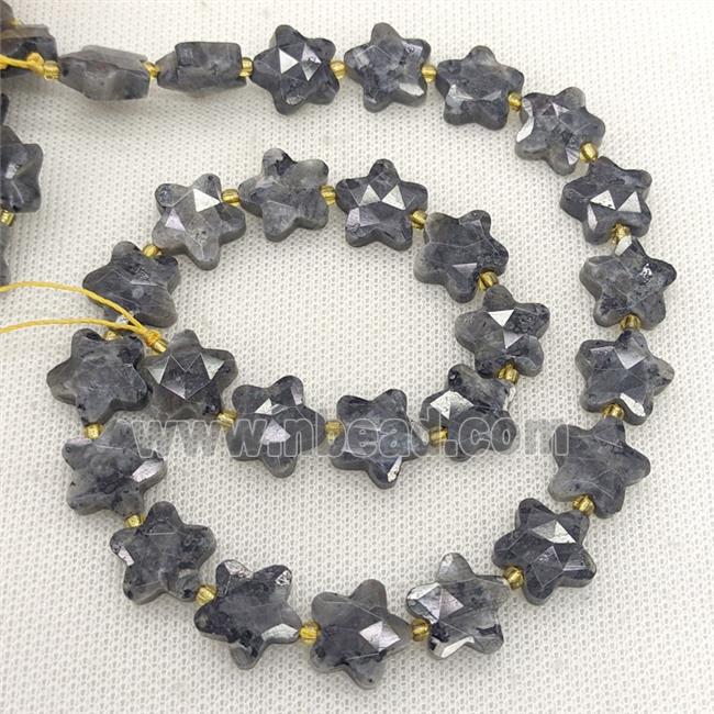 Natural Black Labradorite Star Beads Faceted