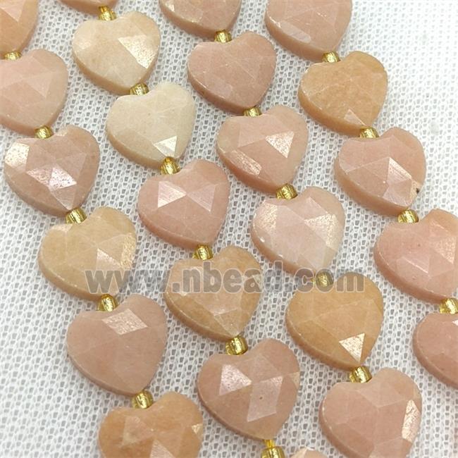 Peach Jade Heart Beads Faceted Dye