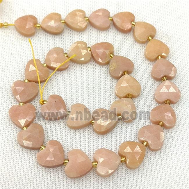 Peach Jade Heart Beads Faceted Dye