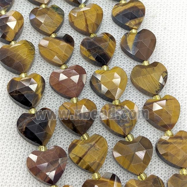 Natural Tiger Eye Stone Heart Beads Faceted