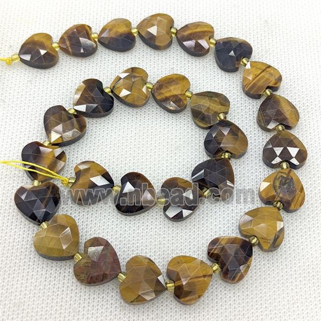 Natural Tiger Eye Stone Heart Beads Faceted
