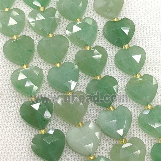 Natural Green Aventurine Heart Beads Faceted