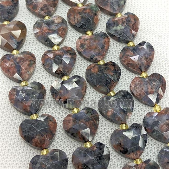 Natural Yooperlite Flame Jasper Heart Beads Faceted