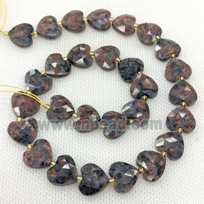 Natural Yooperlite Flame Jasper Heart Beads Faceted
