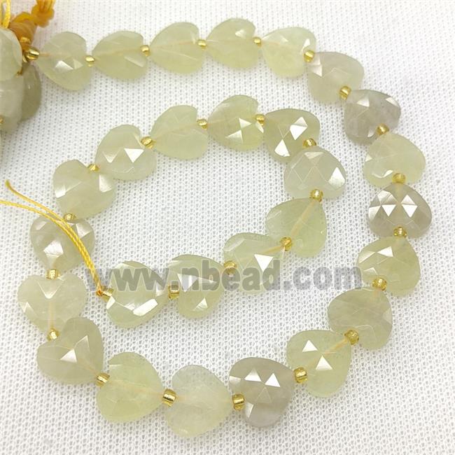 Natural Lemon Quartz Heart Beads Faceted