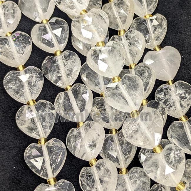Natural Clear Crystal Quartz Heart Beads Faceted