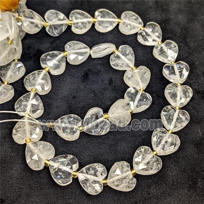 Natural Clear Crystal Quartz Heart Beads Faceted