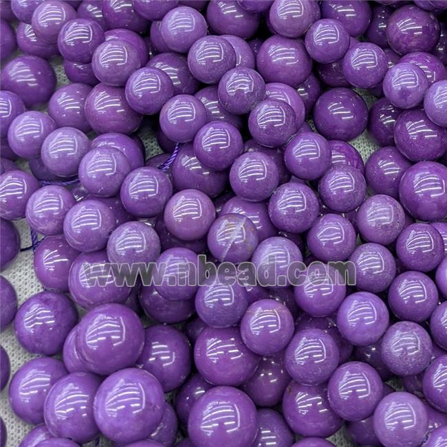 Natural Phosphosiderite Beads Purple Smooth Round