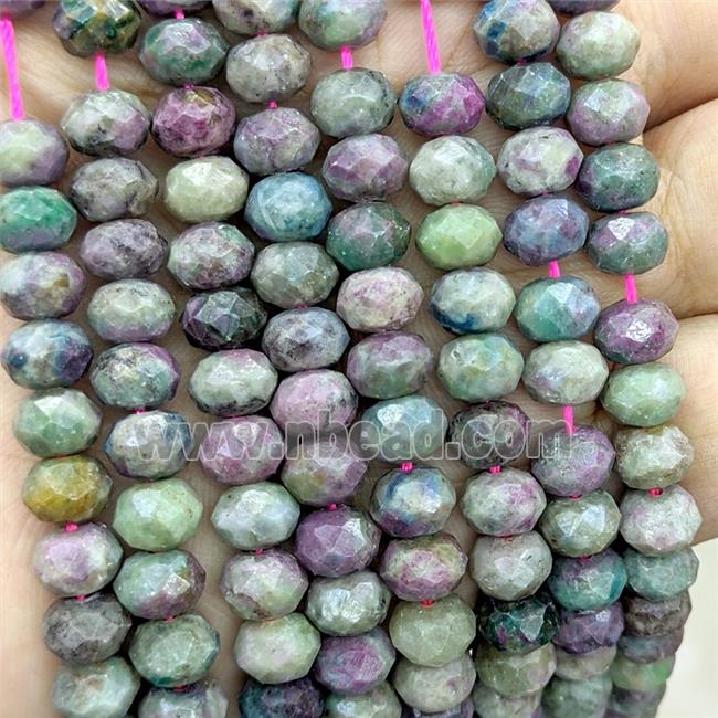 Natural Corundum Beads Faceted Rondelle Red Green