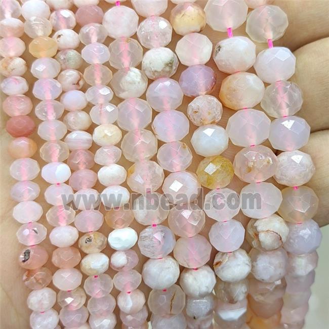 Natural Pink Sakura Agate Beads Faceted Rondelle