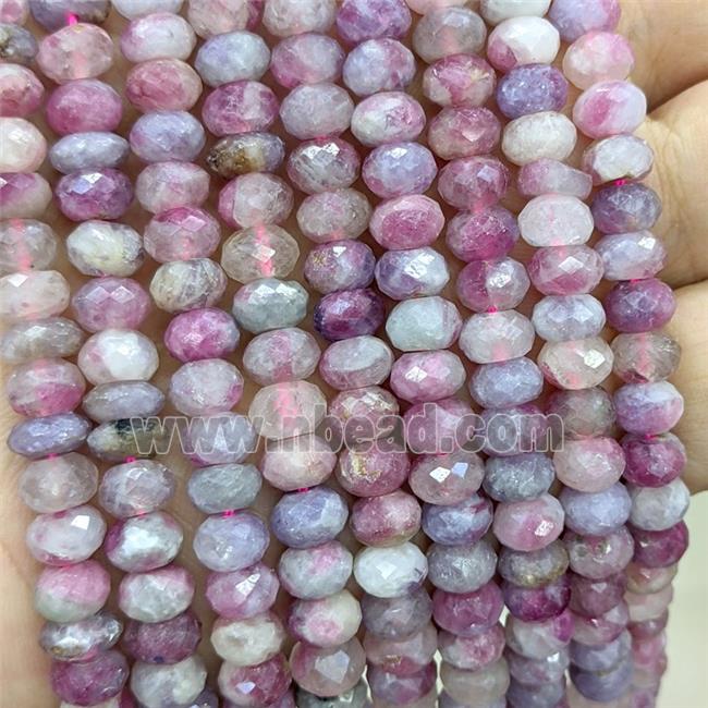 Natural Pink Tourmaline Beads Faceted Rondelle