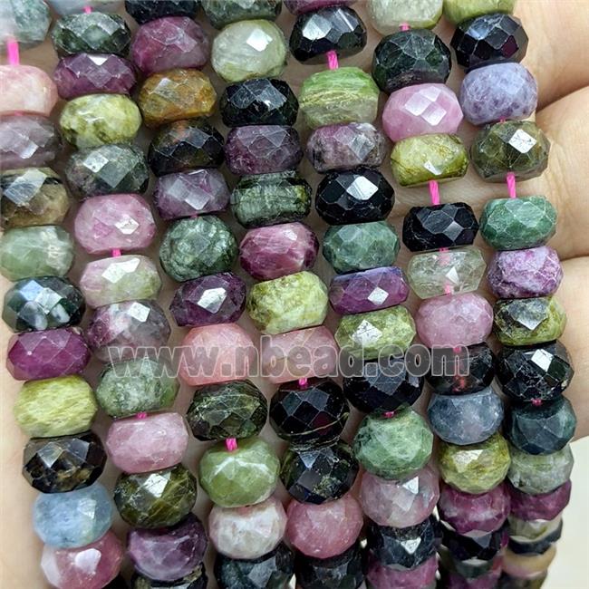 Natural Tourmaline Beads A-Grade Multicolor Faceted Rondelle