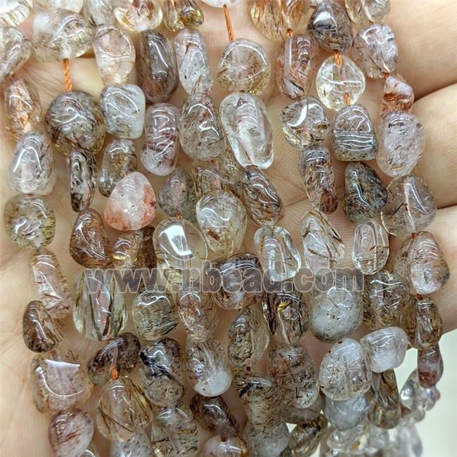 Natural Black Golden Super7 Rutilated Quartz Chips Beads Freeform