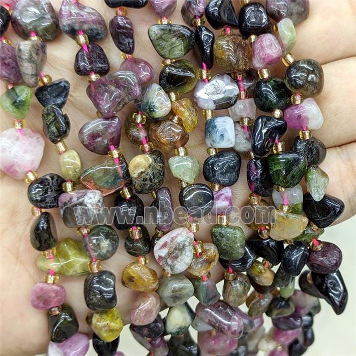 Natural Multicolor Tourmaline Chips Beads Freeform Topdrilled