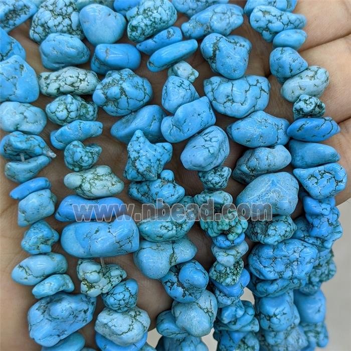 Natural Magnesite Turquoise Chips Beads Freeform Blue