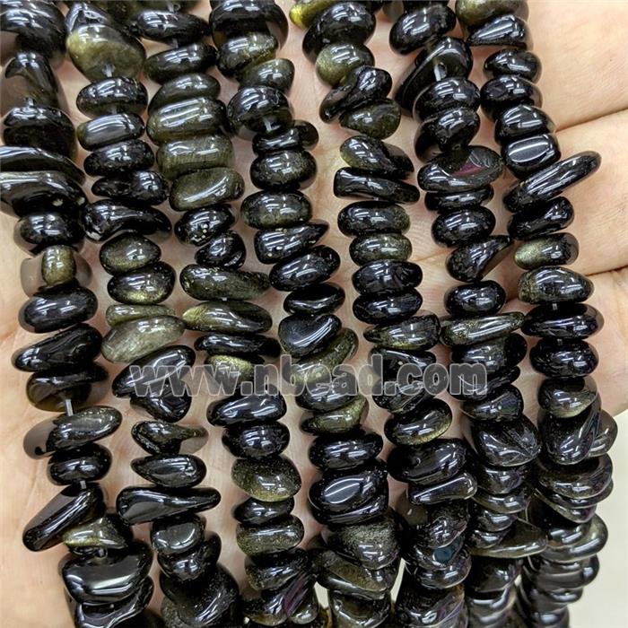 Natural Golden Obsidian Chips Beads Freeform