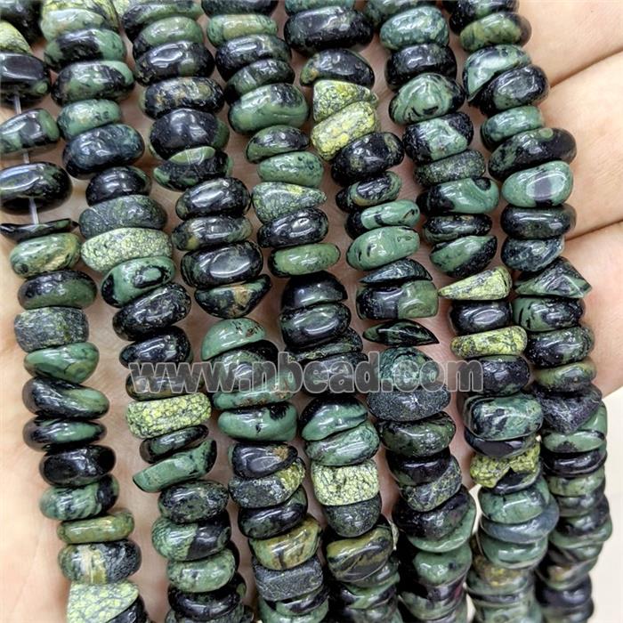 Natural Green Kambaba Jasper Chips Beads Freeform