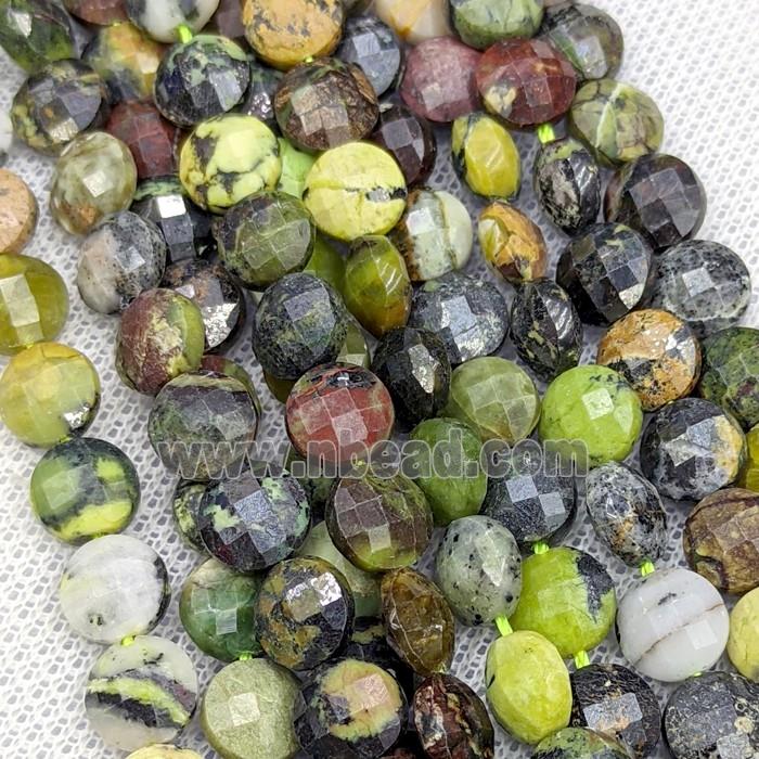 Opal Jasper Beads Multicolor Faceted Coin