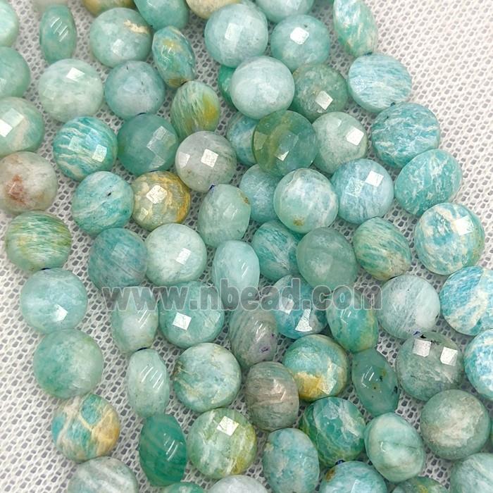 Natural Green Amazonite Beads Faceted Coin