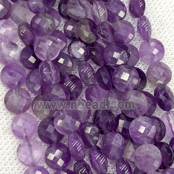 Natural Purple Amethyst Beads Faceted Coin