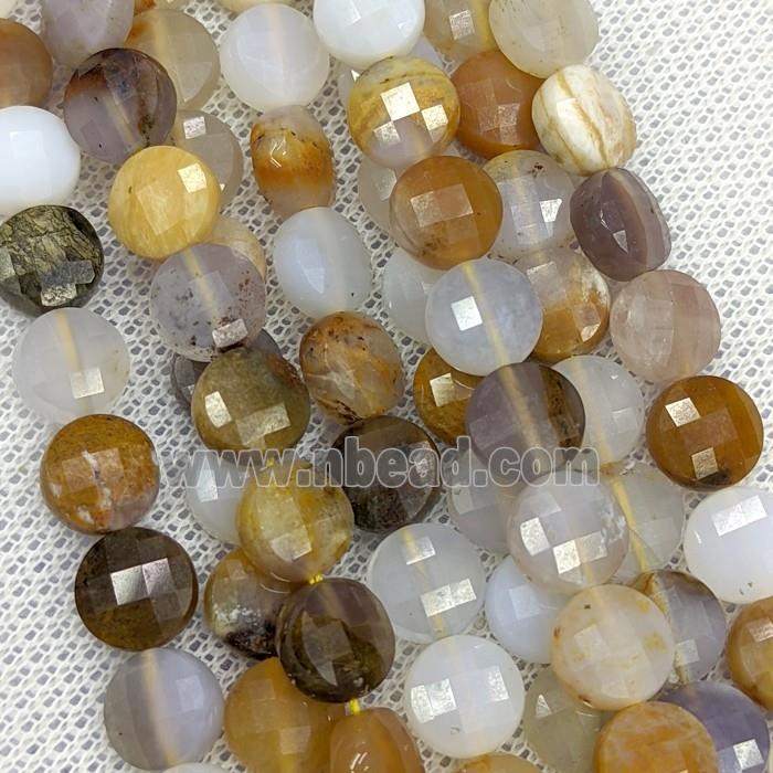 Natural Chalcedony Button Beads Multicolor Faceted Coin C-Grade