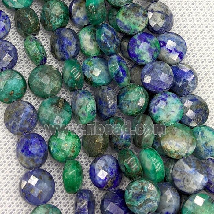 Natural Azurite Beads Dye Faceted Coin