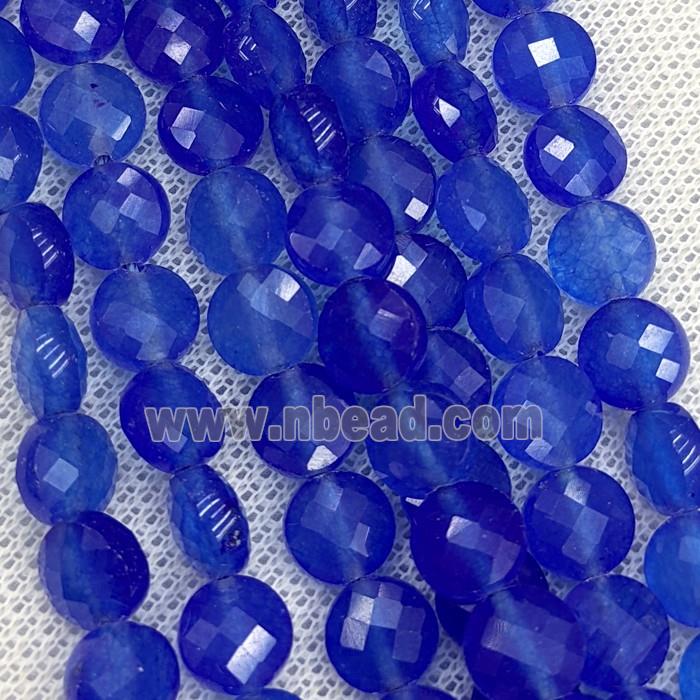 Blue Jade Button Beads Dye Faceted Coin