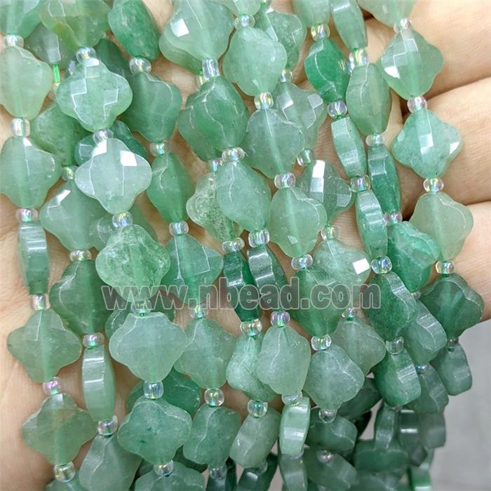 Natural Green Aventurine Clover Beads Faceted