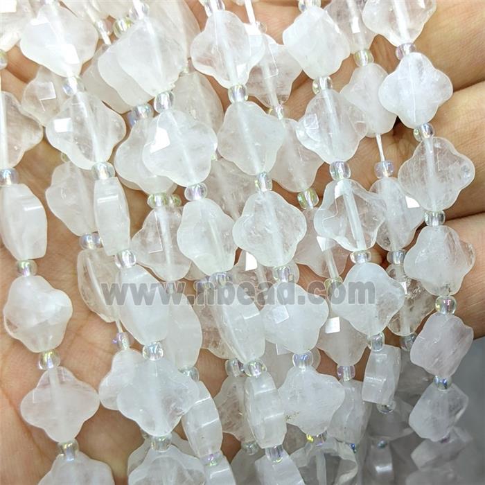 Natural Clear Crystal Quartz Clover Beads Faceted