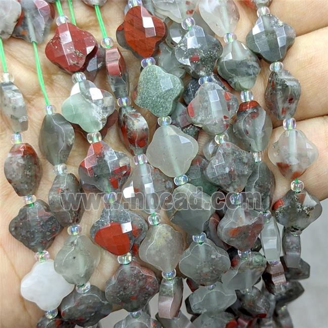 Natural African Bloodstone Clover Beads Faceted