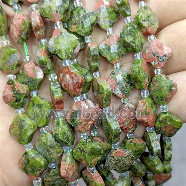 Natural Unakite Clover Beads Faceted