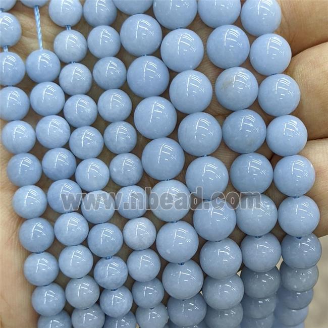 Natural Angelite Beads Blue Smooth Round