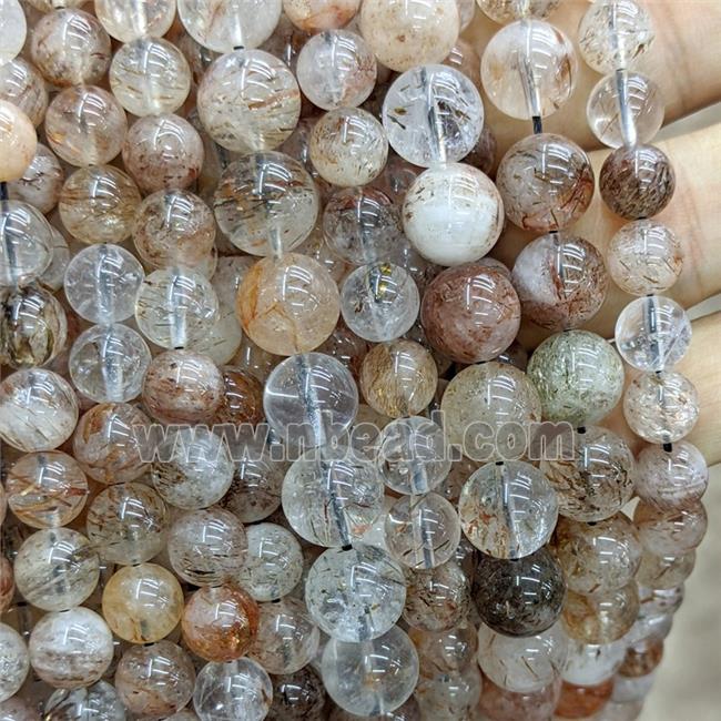 Natural Black Golden Super7 Rutilated Quartz Beads Smooth Round