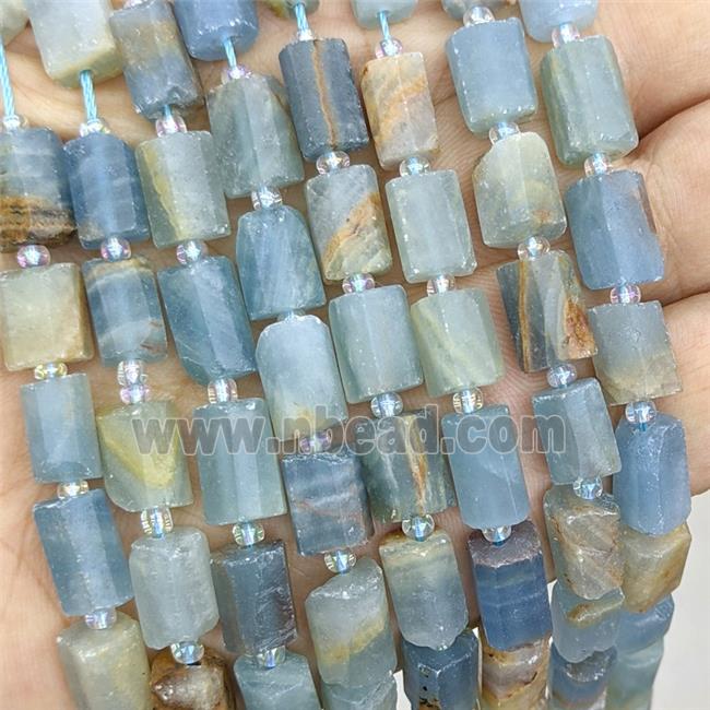 Natural Blue Calcite Tube Beads