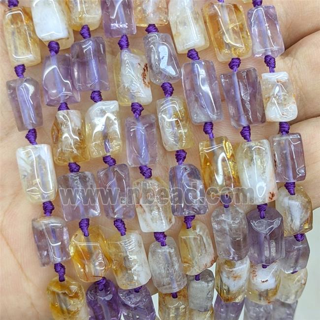 Natural Amethyst And Citrine Tube Beads