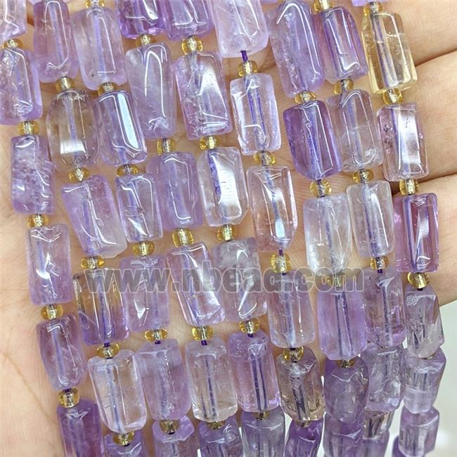 Natural Amethyst Tube Beads Lt.purple