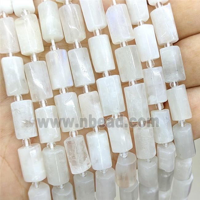 Natural White Moonstone Tube Beads