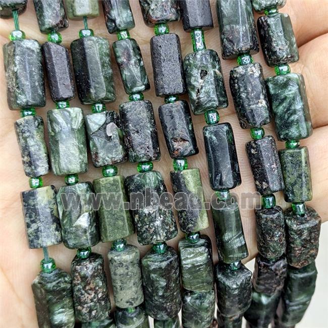 Natural Green Charoite Tube Beads