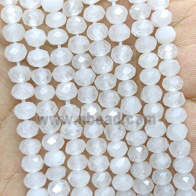 Natural White Jade Beads Faceted Rondelle