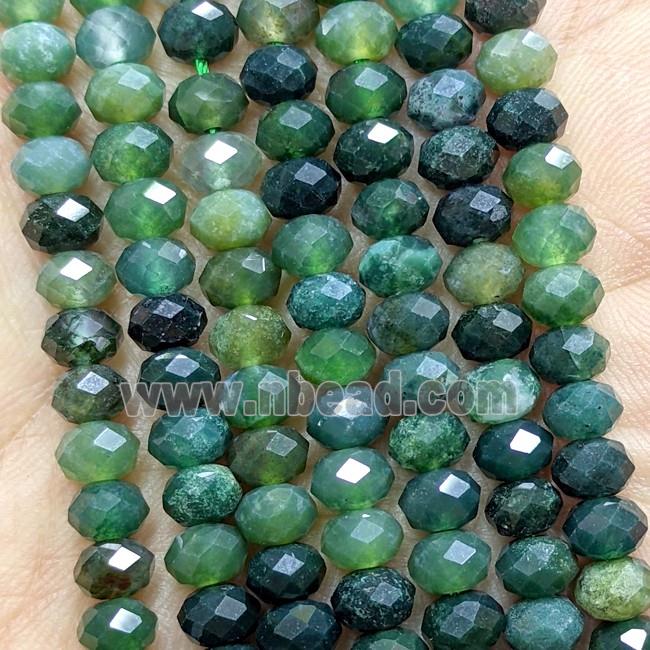Natural Green Moss Agate Beads Faceted Rondelle