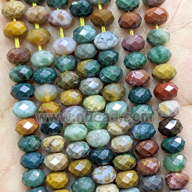 Natural Ocean Agate Beads Multicolor Faceted Rondelle