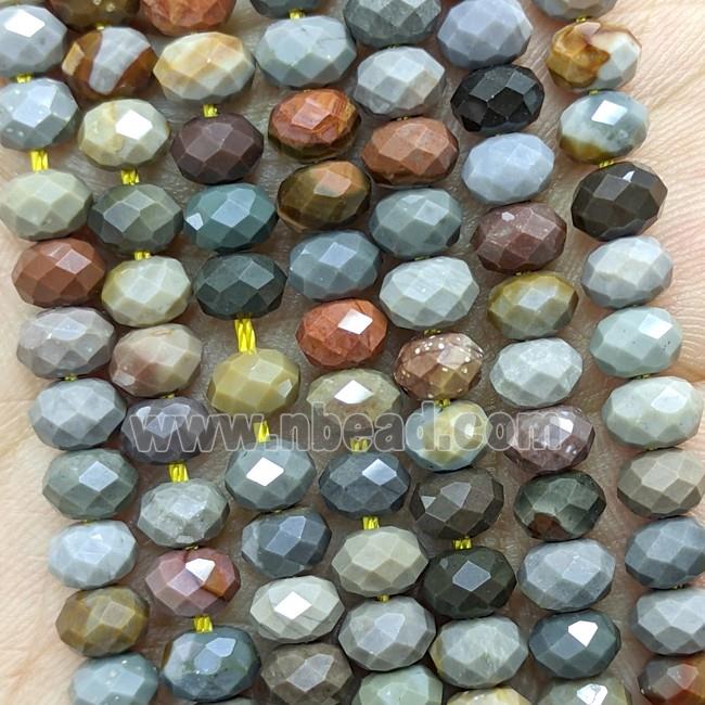 Natural Ocean Jasper Beads Multicolor Faceted Rondelle