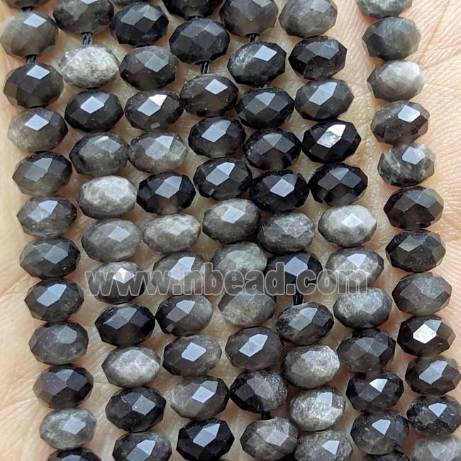 Natural Silver Obsidian Beads Faceted Rondelle