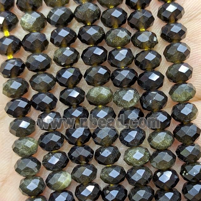 Natural Golden Obsidian Beads Faceted Rondelle