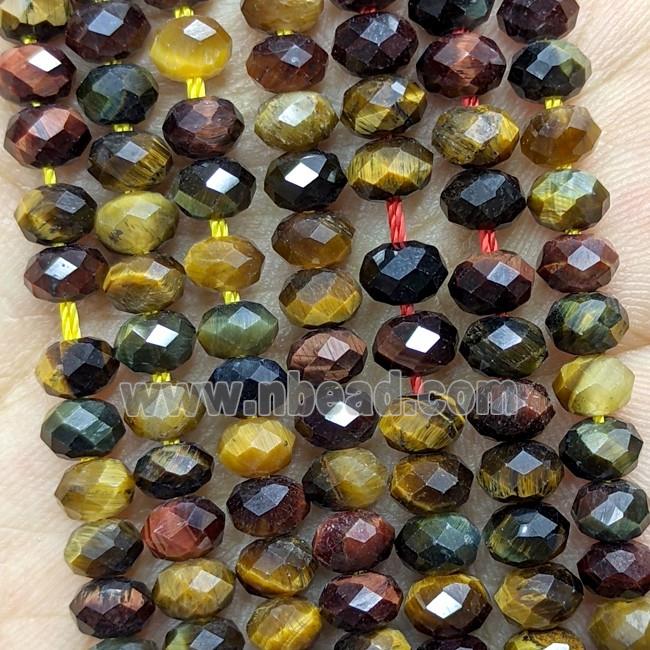 Tiger Eye Stone Beads Multicolor Faceted Rondelle