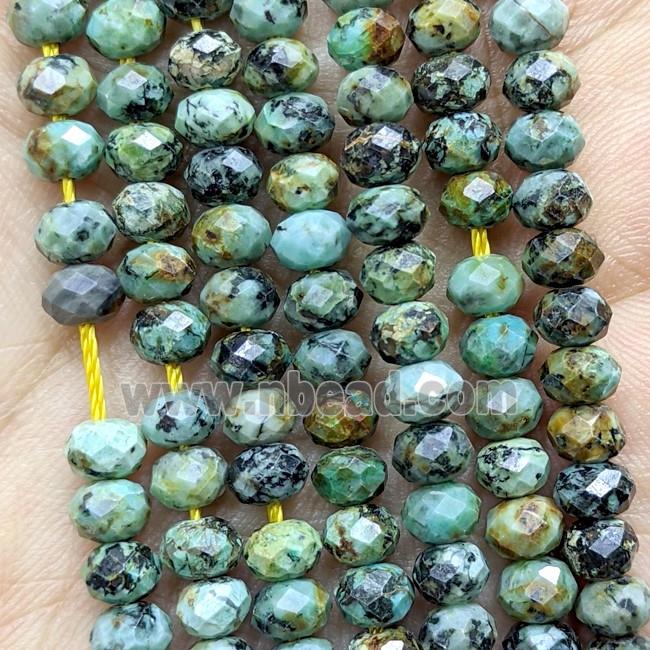 Natural Green African Turquoise Beads Faceted Rondelle